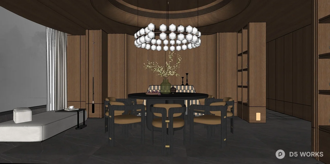 Modern Luxury Wood Panel Compartment 3d model thumbnail 2