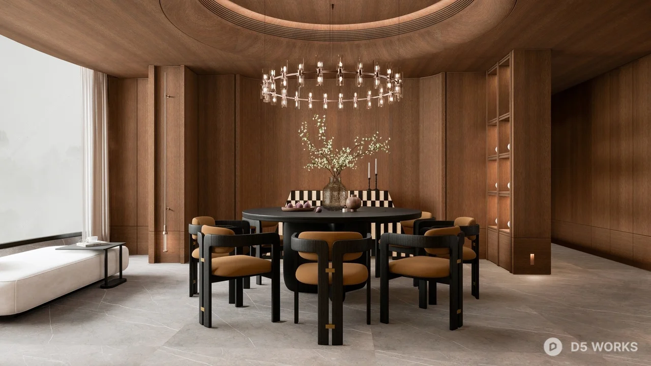 Modern Luxury Wood Panel Compartment 3d model - Image 1