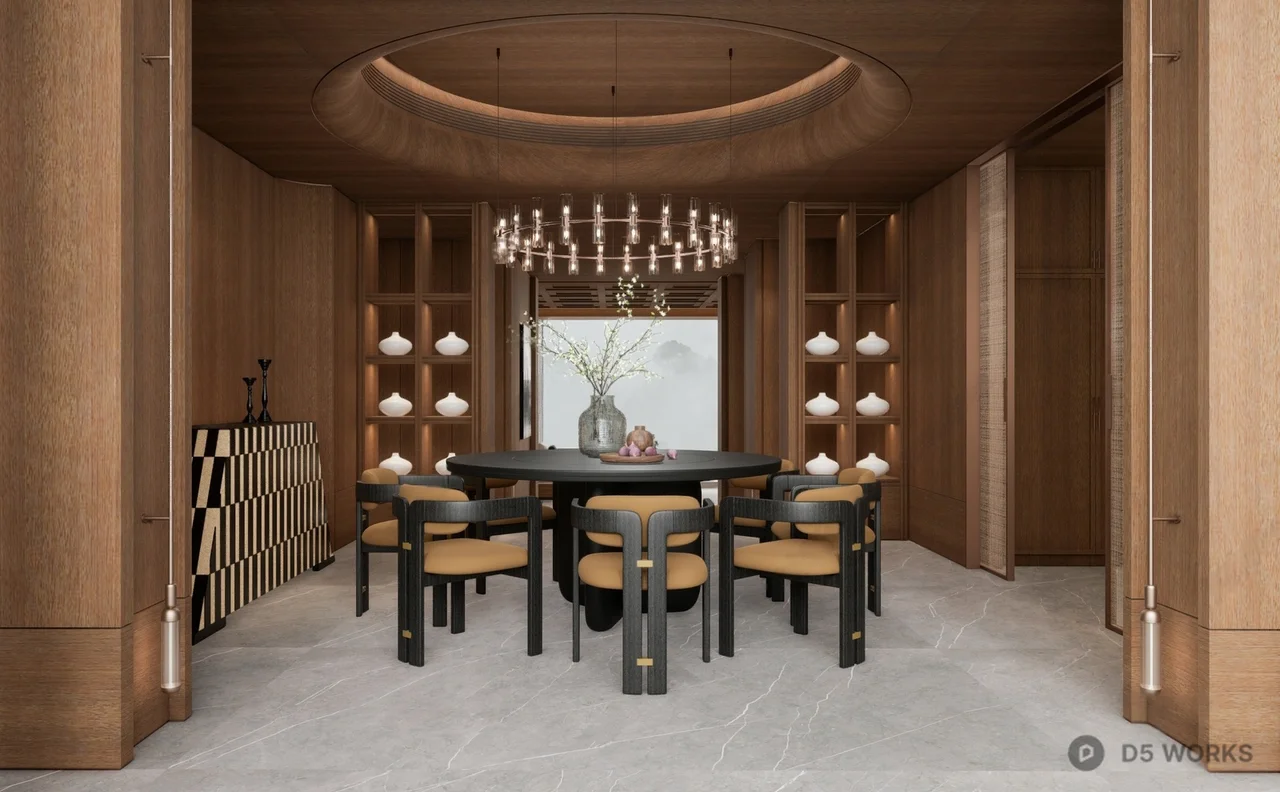 Modern Luxury Wood Panel Compartment 3d model thumbnail 3
