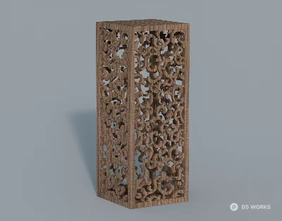 Intricate Carved Wooden Display Shelf 3d model - Image 1