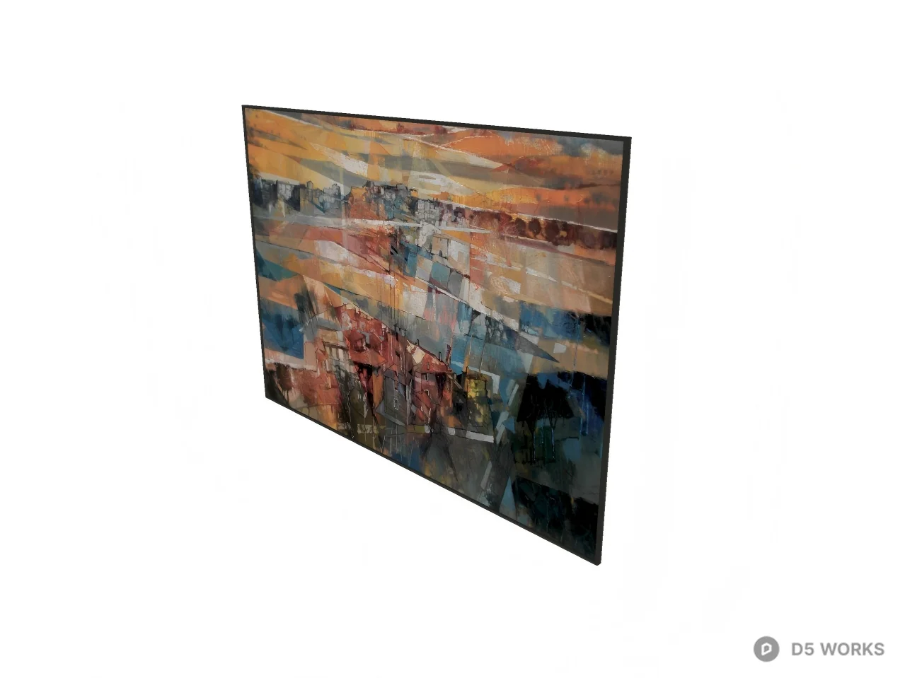 Abstract Urban Landscape Oil Painting 3d model thumbnail 2