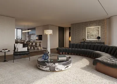 Modern Curved Sofa Living Dining Space 3d model
