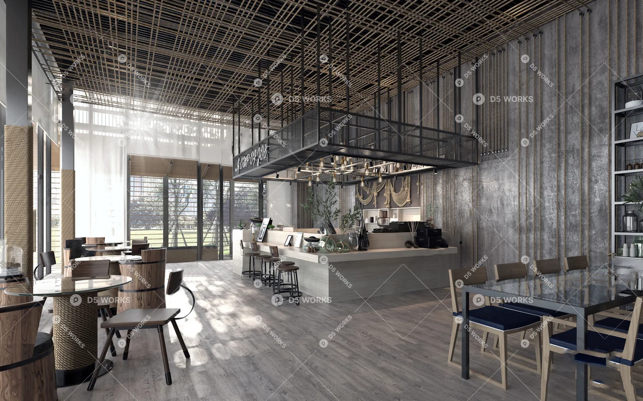 Modern Cafe 3d model thumbnail 2