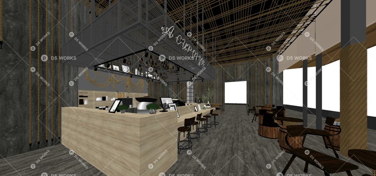 Modern Cafe 3d model thumbnail 6