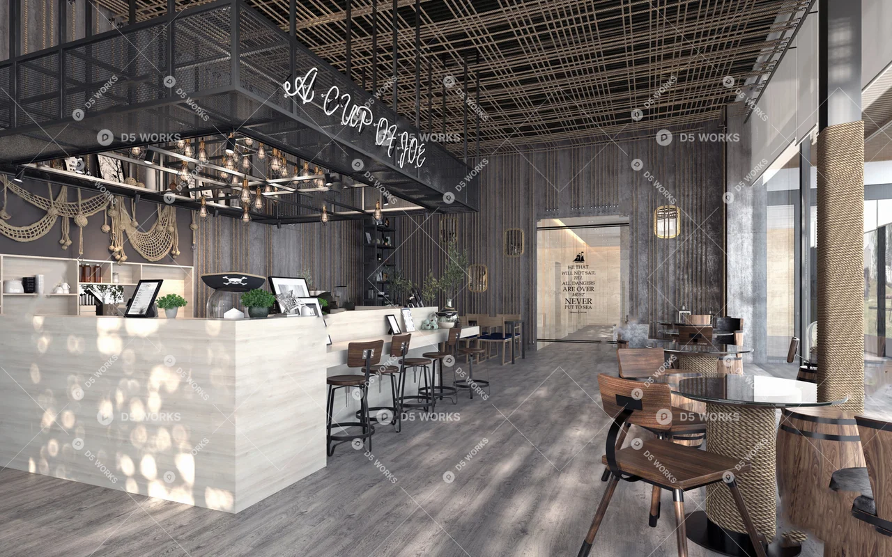 Modern Cafe 3d model thumbnail 3