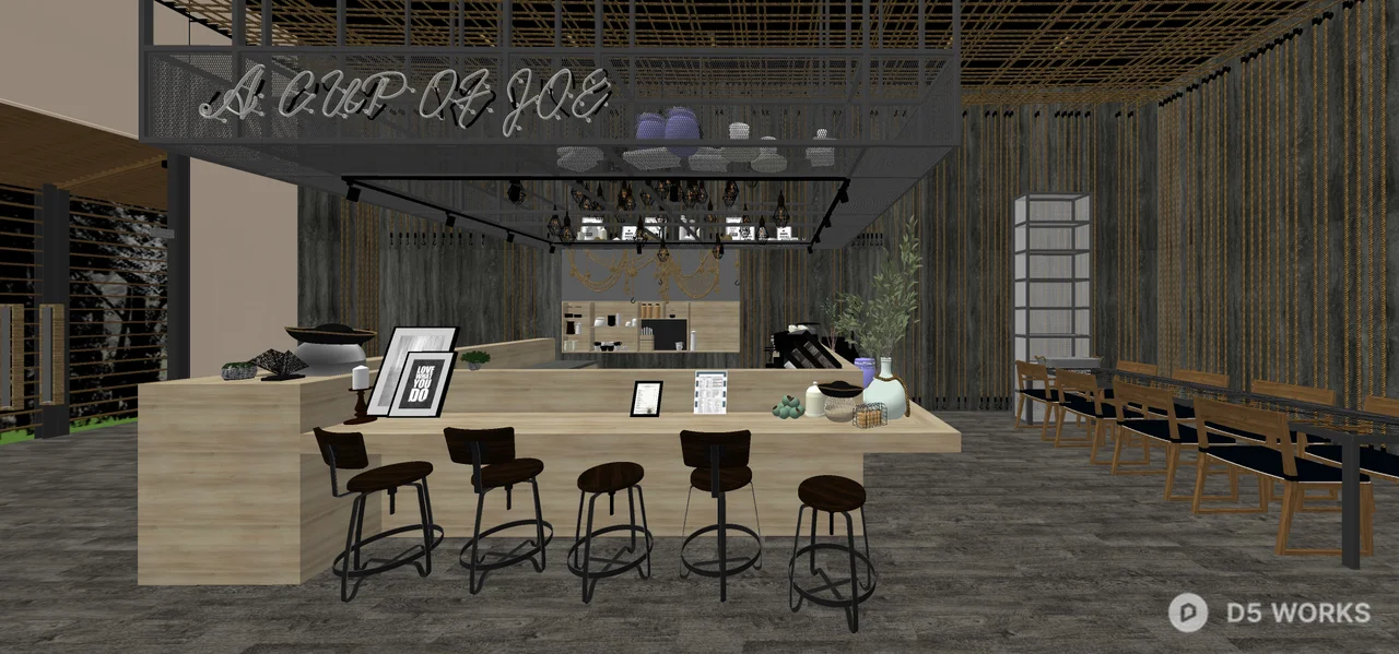Industrial Style Coffee Shop Bar Area 3d model thumbnail 4