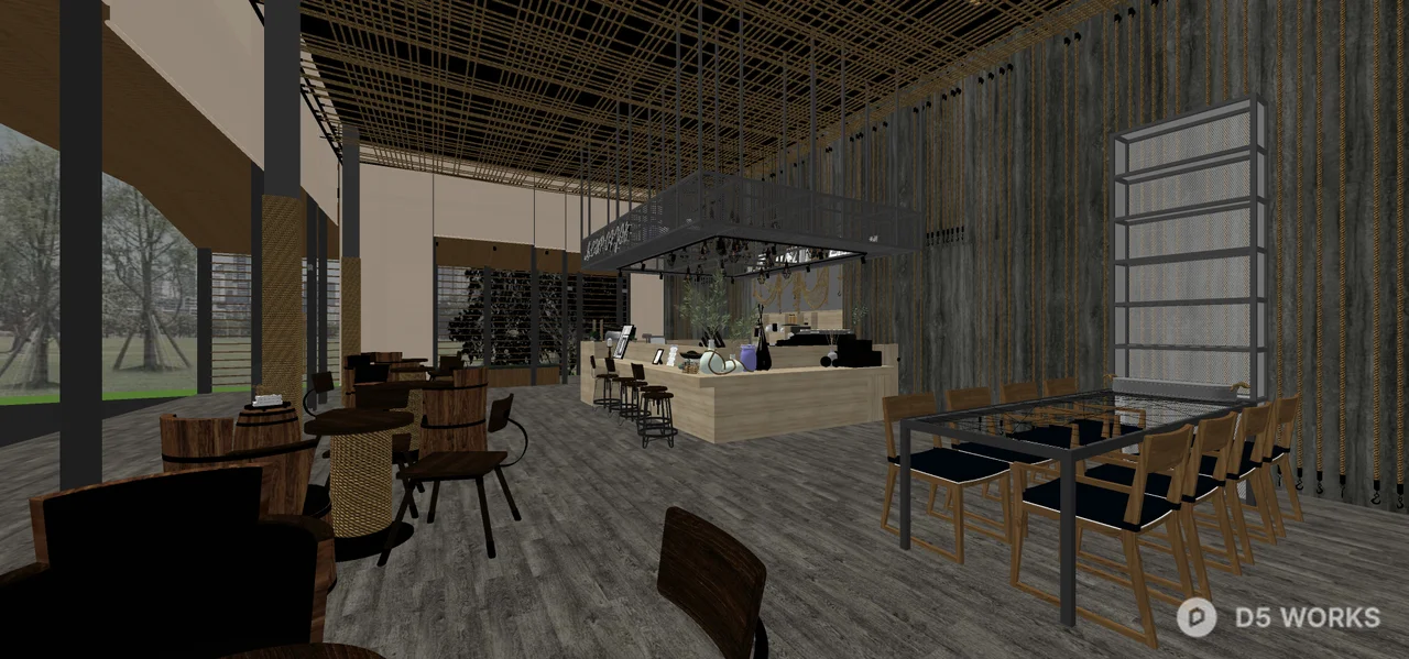 Industrial Style Coffee Shop Bar Area 3d model thumbnail 5