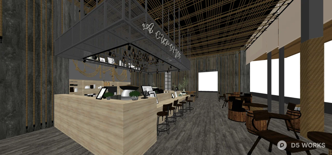 Industrial Style Coffee Shop Bar Area 3d model thumbnail 6