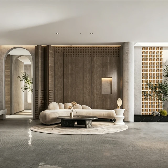 Modern Wabi-Sabi Interior Living Space 3d model
