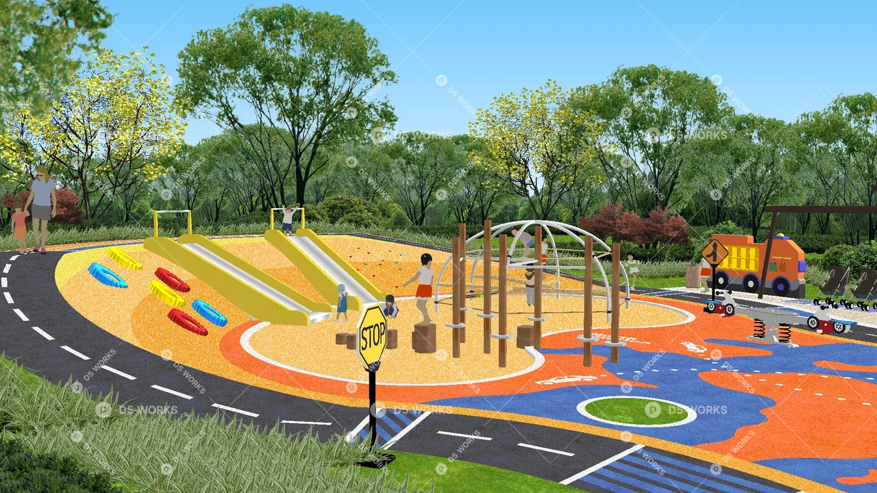 Modern Park 3d model thumbnail 5