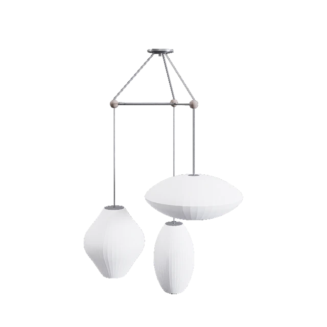 Modern Triple Pendant Frosted Glass Chandelier 3d model