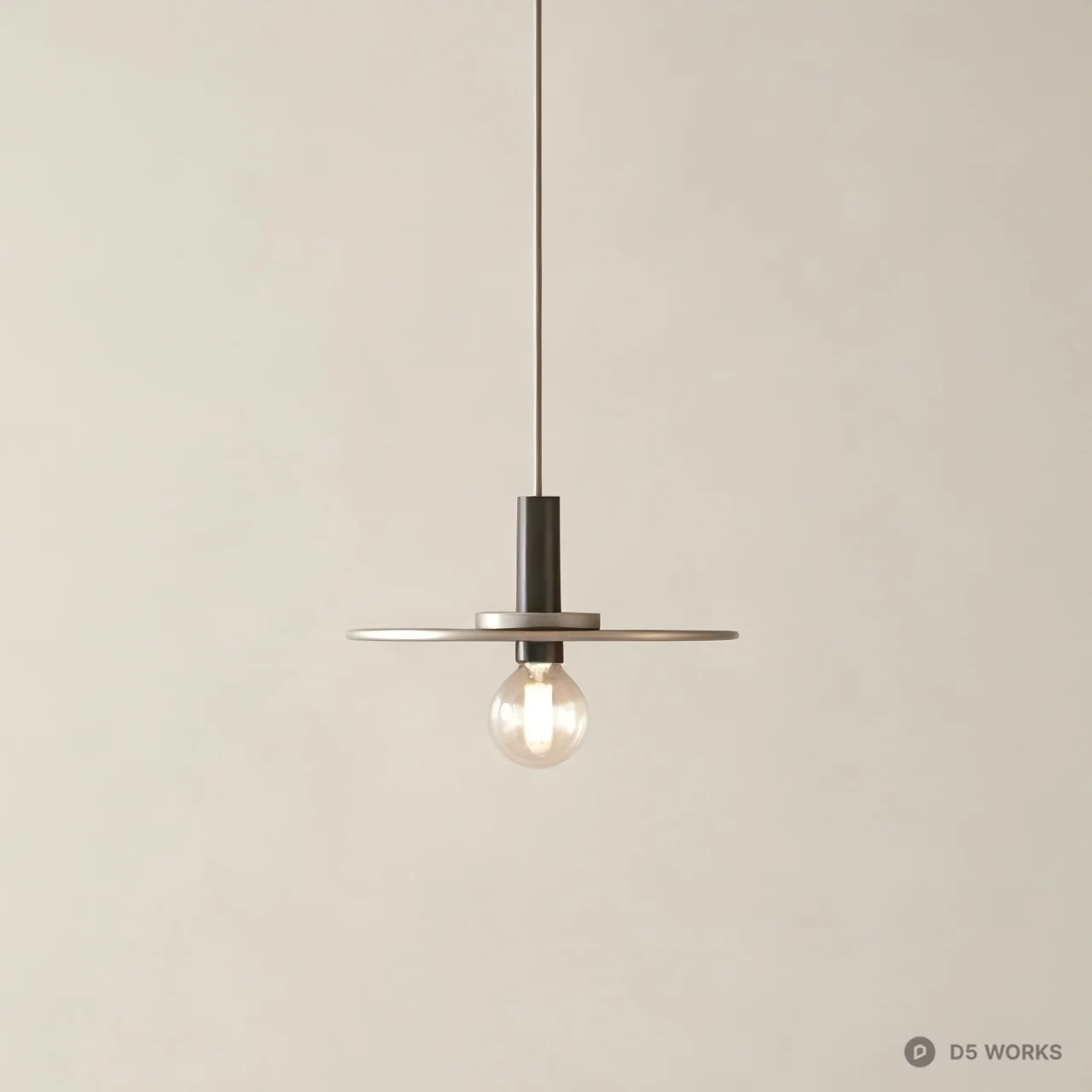 Minimalist Industrial Disc Pendant Light 3d model - Image 1