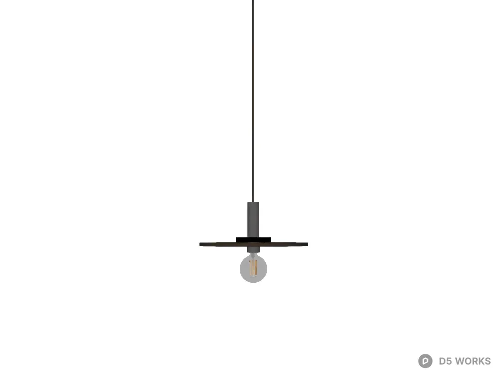 Minimalist Industrial Disc Pendant Light 3d model thumbnail 2