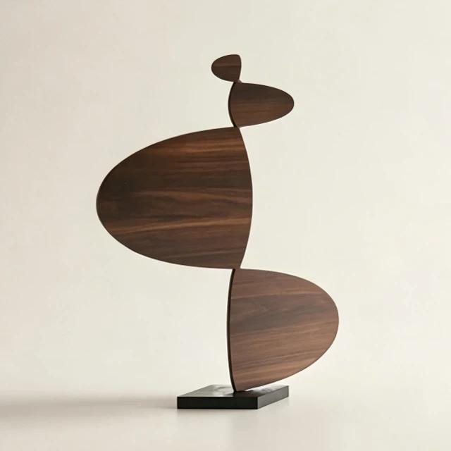 Mid-Century Modern Abstract Walnut Wood Sculpture 3d model