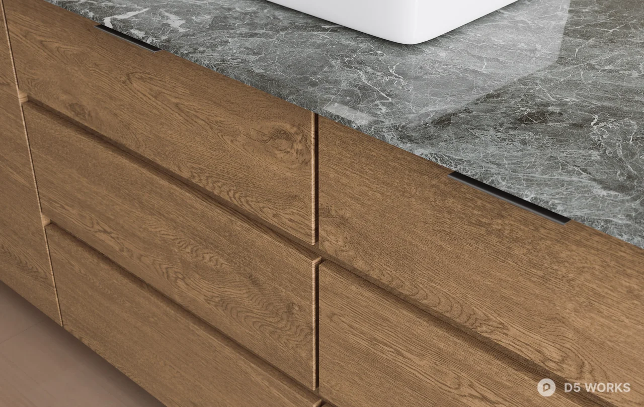 Minimalist Wooden Bathroom Cabinet 3d model thumbnail 2