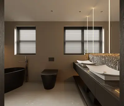Minimalist Modern Bathroom With Double Vessel Sinks 3d model