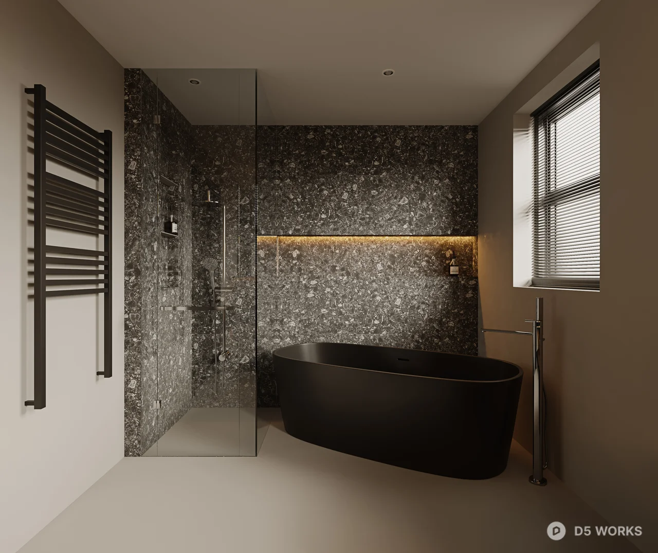 Minimalist Modern Bathroom With Double Vessel Sinks 3d model thumbnail 3