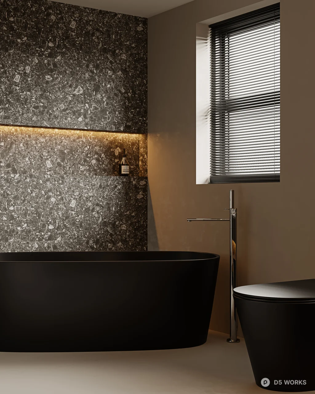 Minimalist Modern Bathroom With Double Vessel Sinks 3d model thumbnail 2