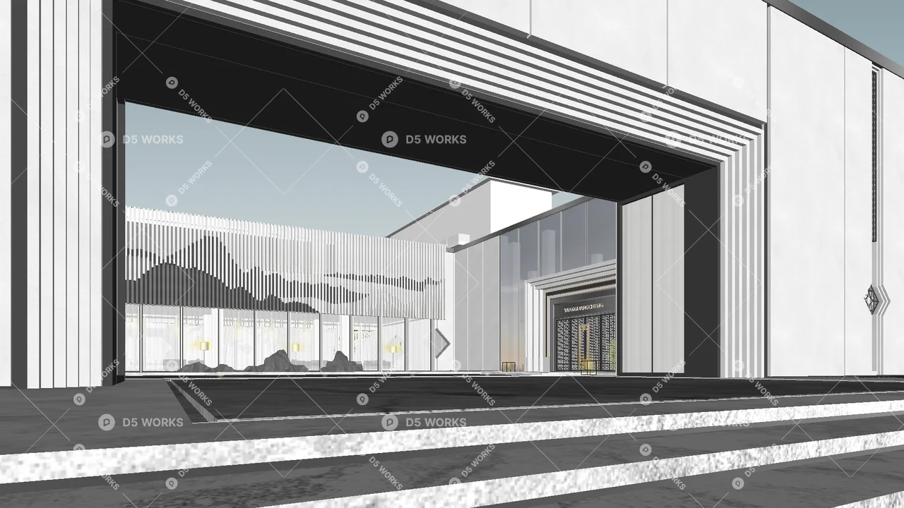 New Chinese Residential Landscape 3d model thumbnail 5