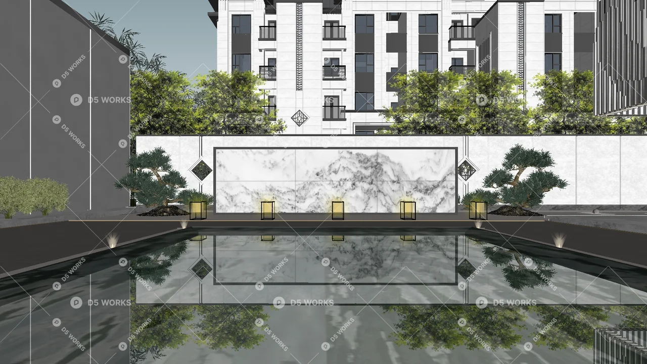 New Chinese Residential Landscape 3d model thumbnail 8