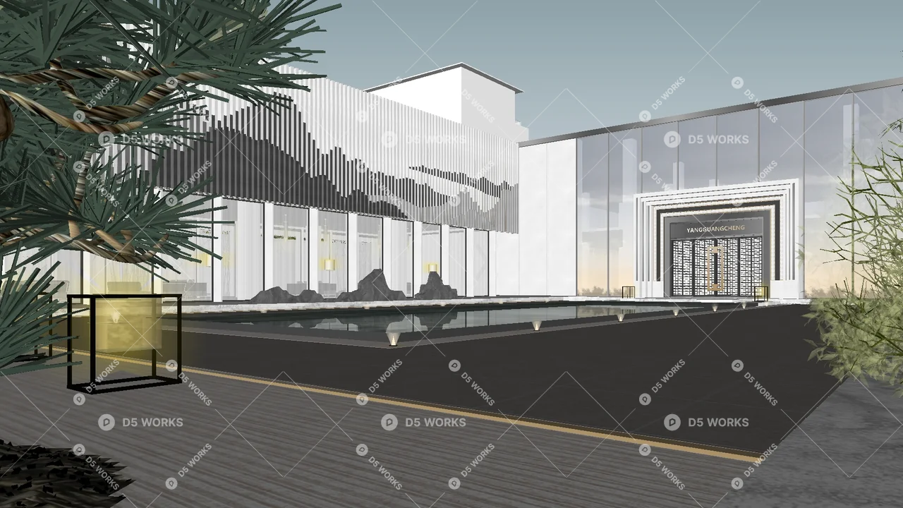 New Chinese Residential Landscape 3d model thumbnail 3