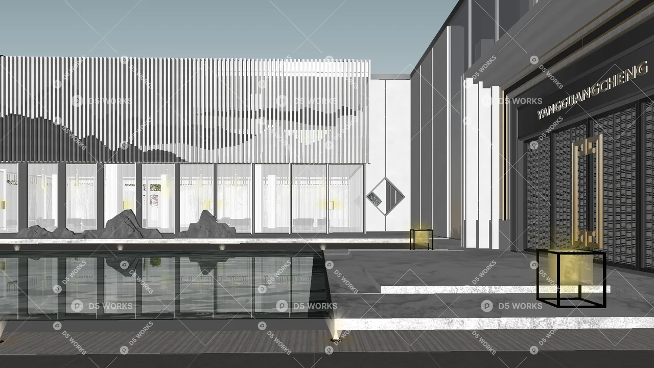 New Chinese Residential Landscape 3d model thumbnail 4