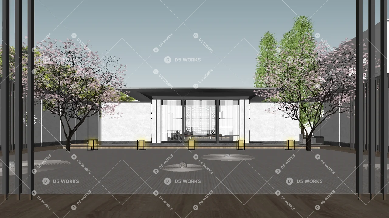 New Chinese Residential Landscape 3d model thumbnail 10