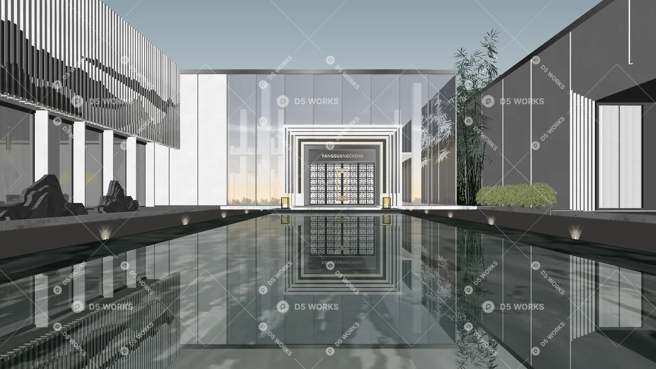 New Chinese Residential Landscape 3d model thumbnail 6