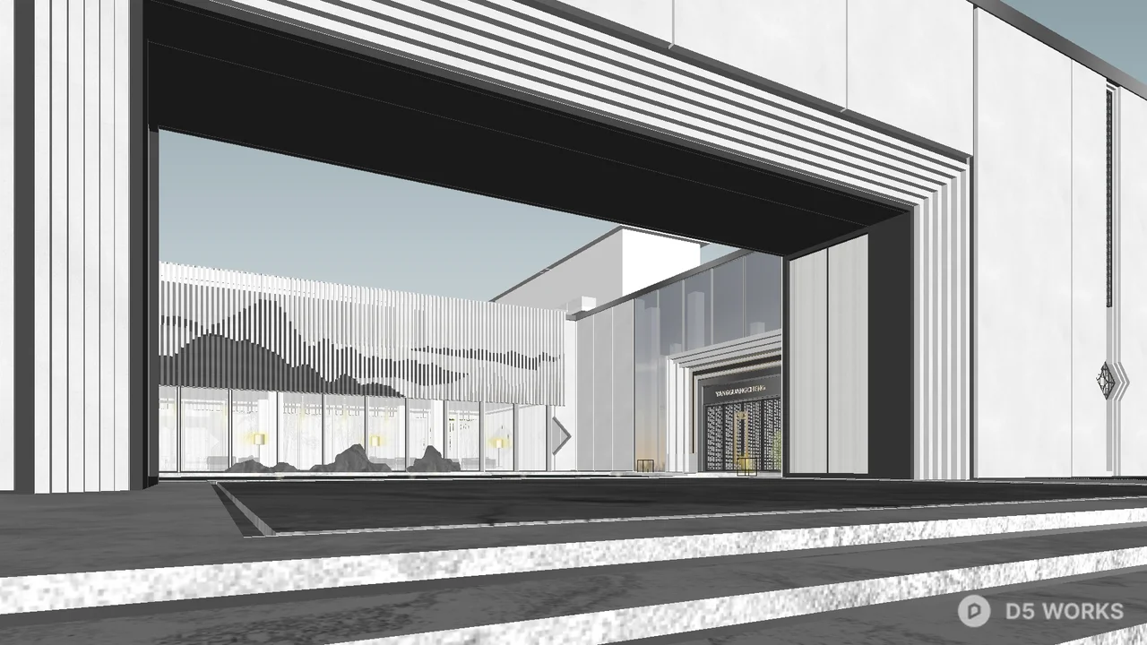 Modern Minimalist Residential Facade 3d model thumbnail 5