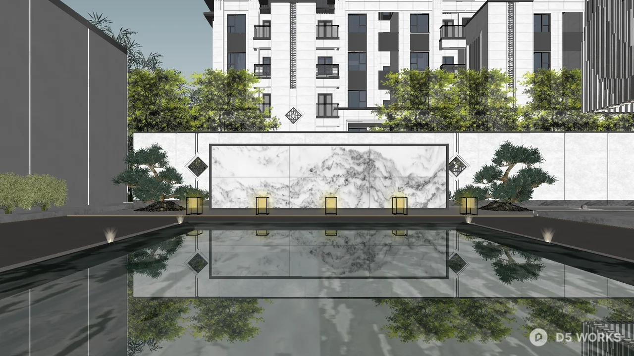 Modern Minimalist Residential Facade 3d model thumbnail 8
