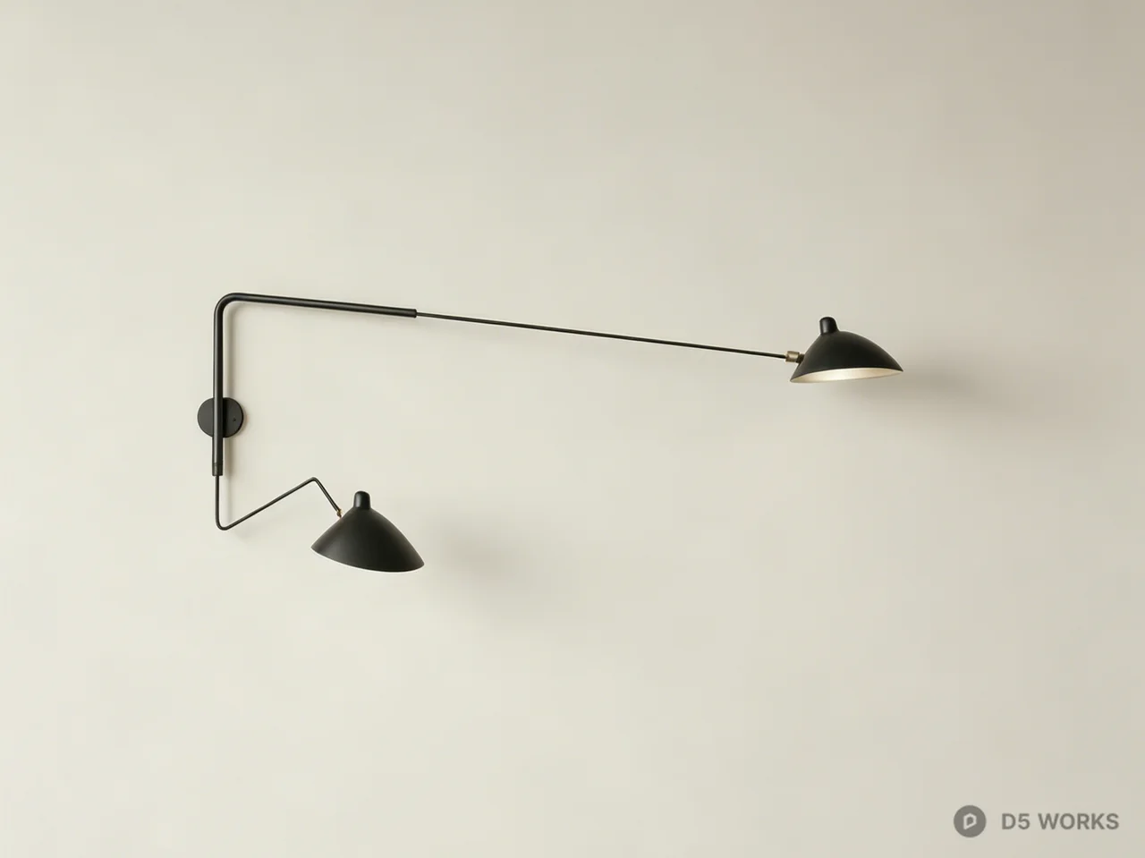 Mid-Century Modern Dual Arm Swing Wall Sconce 3d model - Image 1