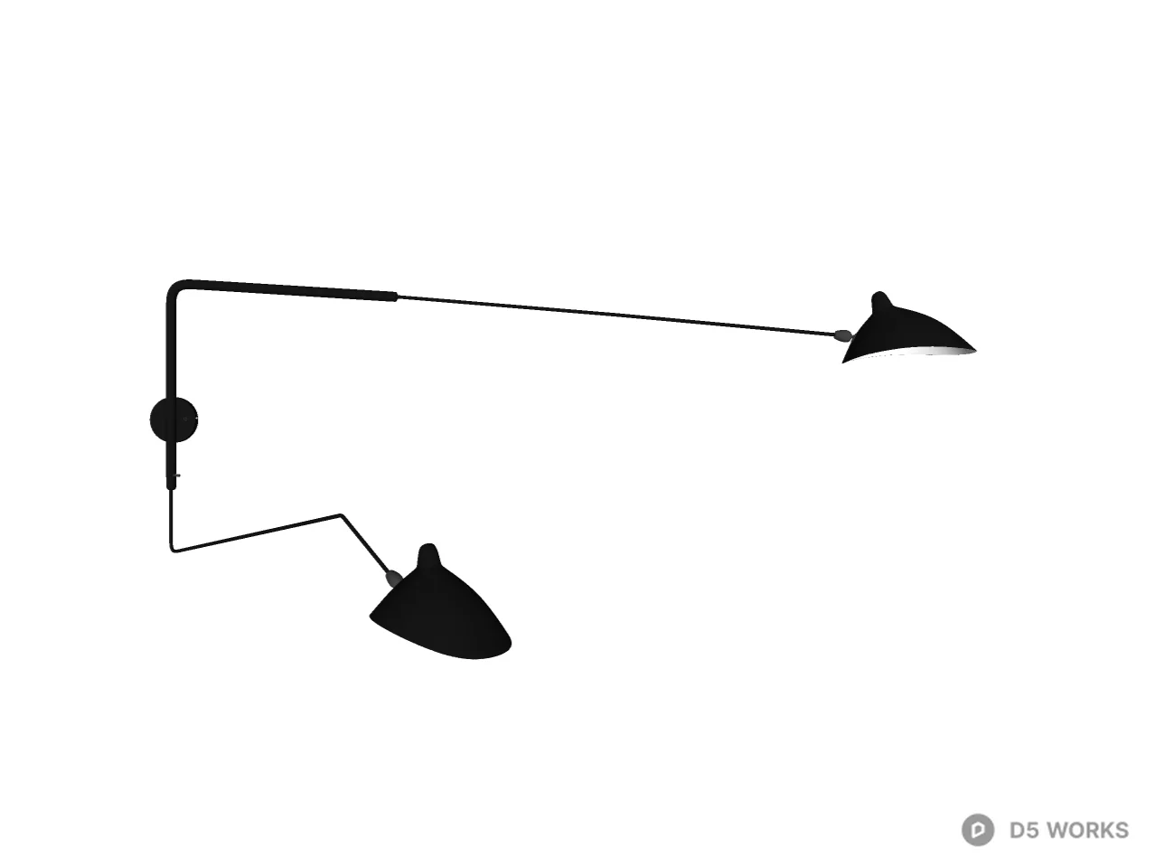 Mid-Century Modern Dual Arm Swing Wall Sconce 3d model thumbnail 2