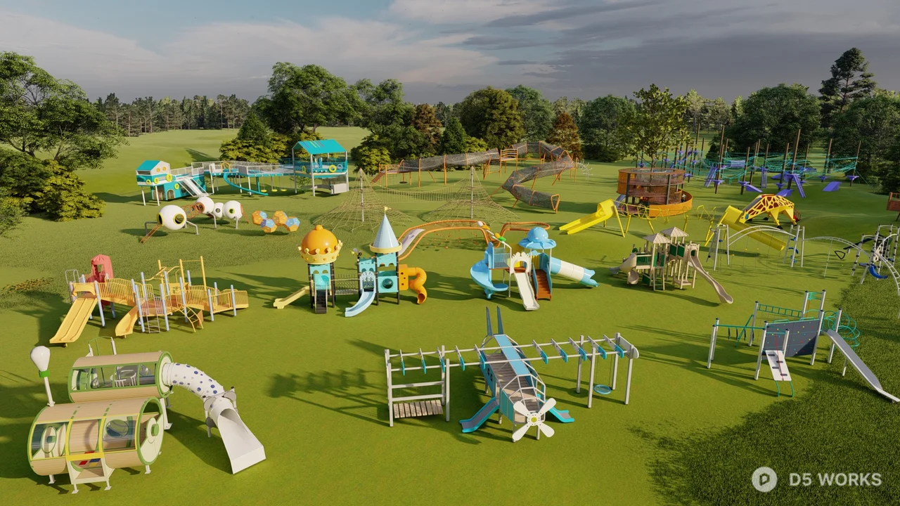 Theme Park Playground Area 3d model thumbnail 3