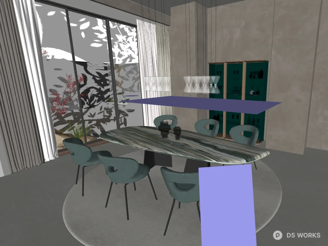 Modern Luxury Dining Room With Marble Table 3d model thumbnail 2