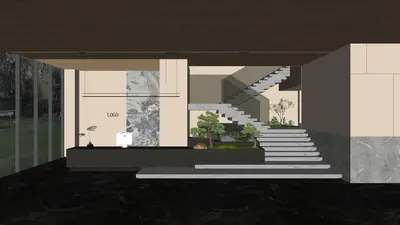 Modern Minimalist Staircase Space 3d model