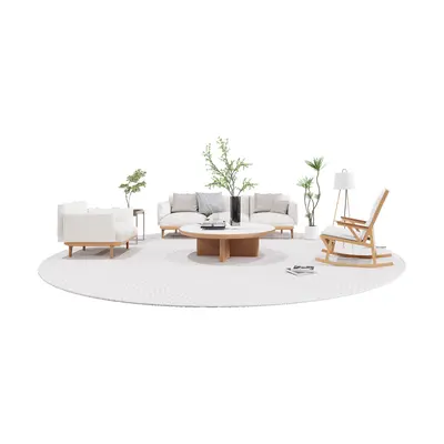 Minimalist Sofa And Coffee Table Set 3d model
