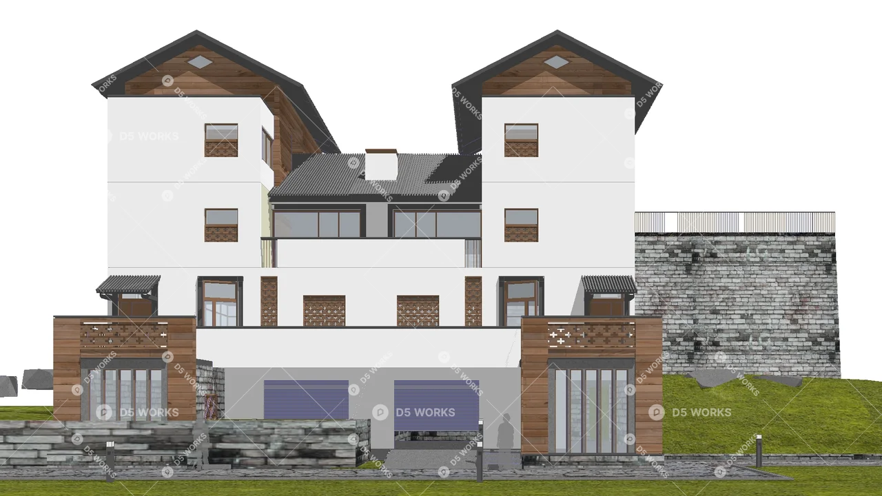 Semi-Detached Villa 3d model thumbnail 3