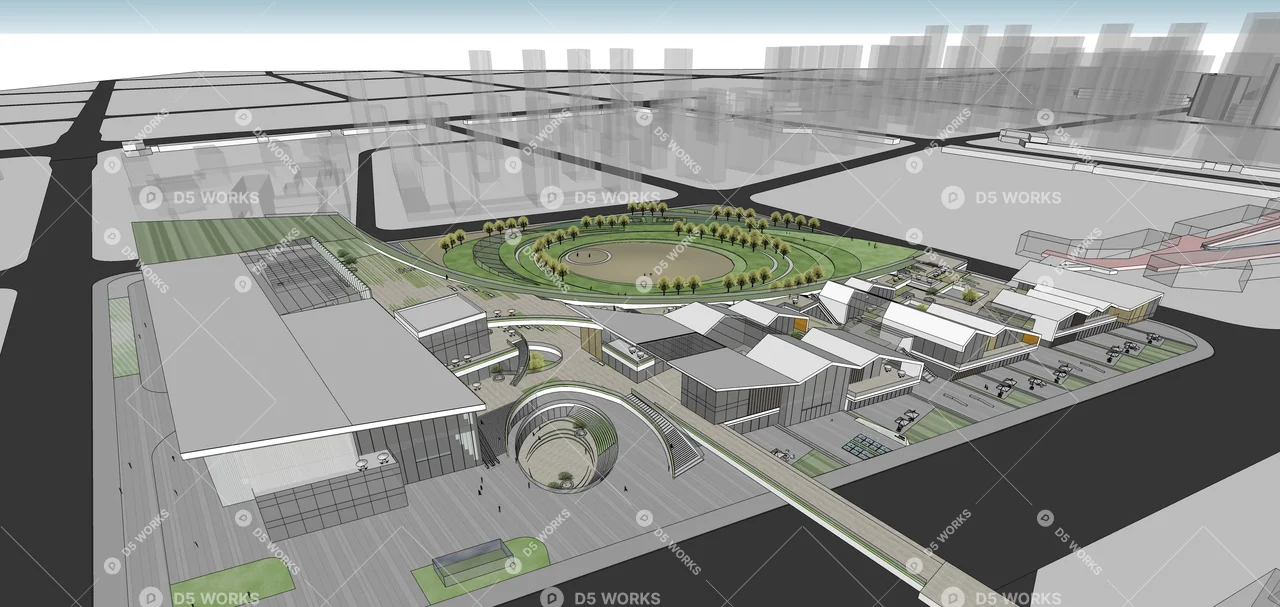 Commercial Landscape 3d model thumbnail 4