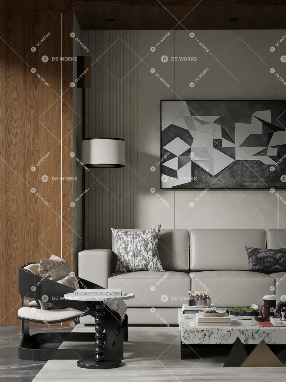 Living & Dining Room 3d model thumbnail 7