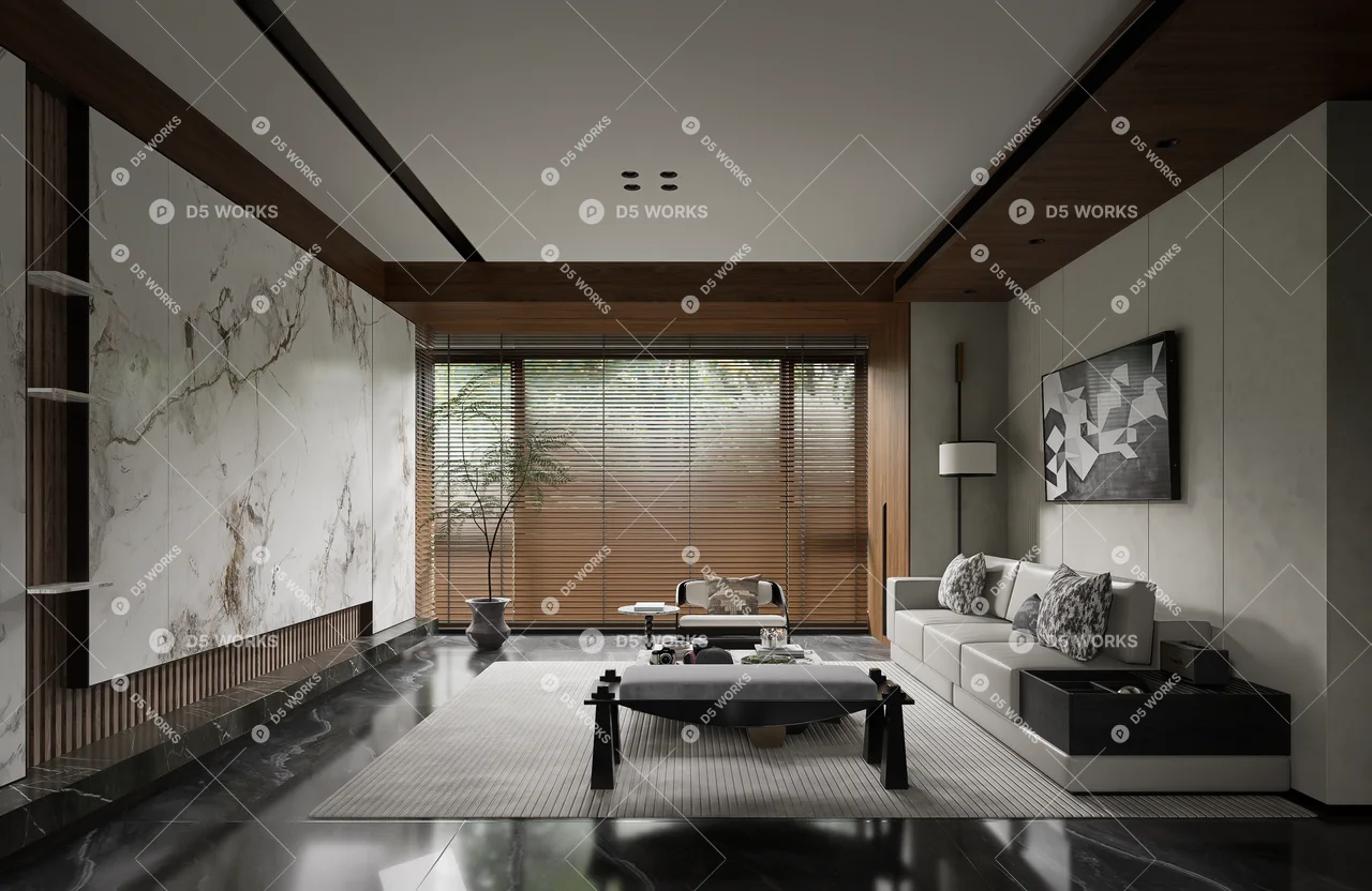 Living & Dining Room 3d model thumbnail 2