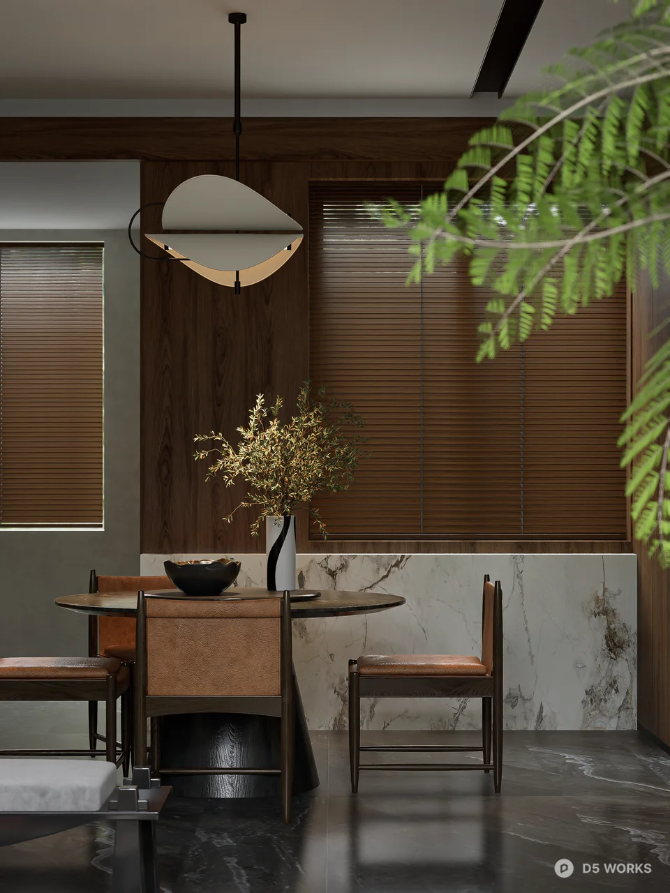 Minimalist Living Dining Space with Wooden Accents 3d model thumbnail 4