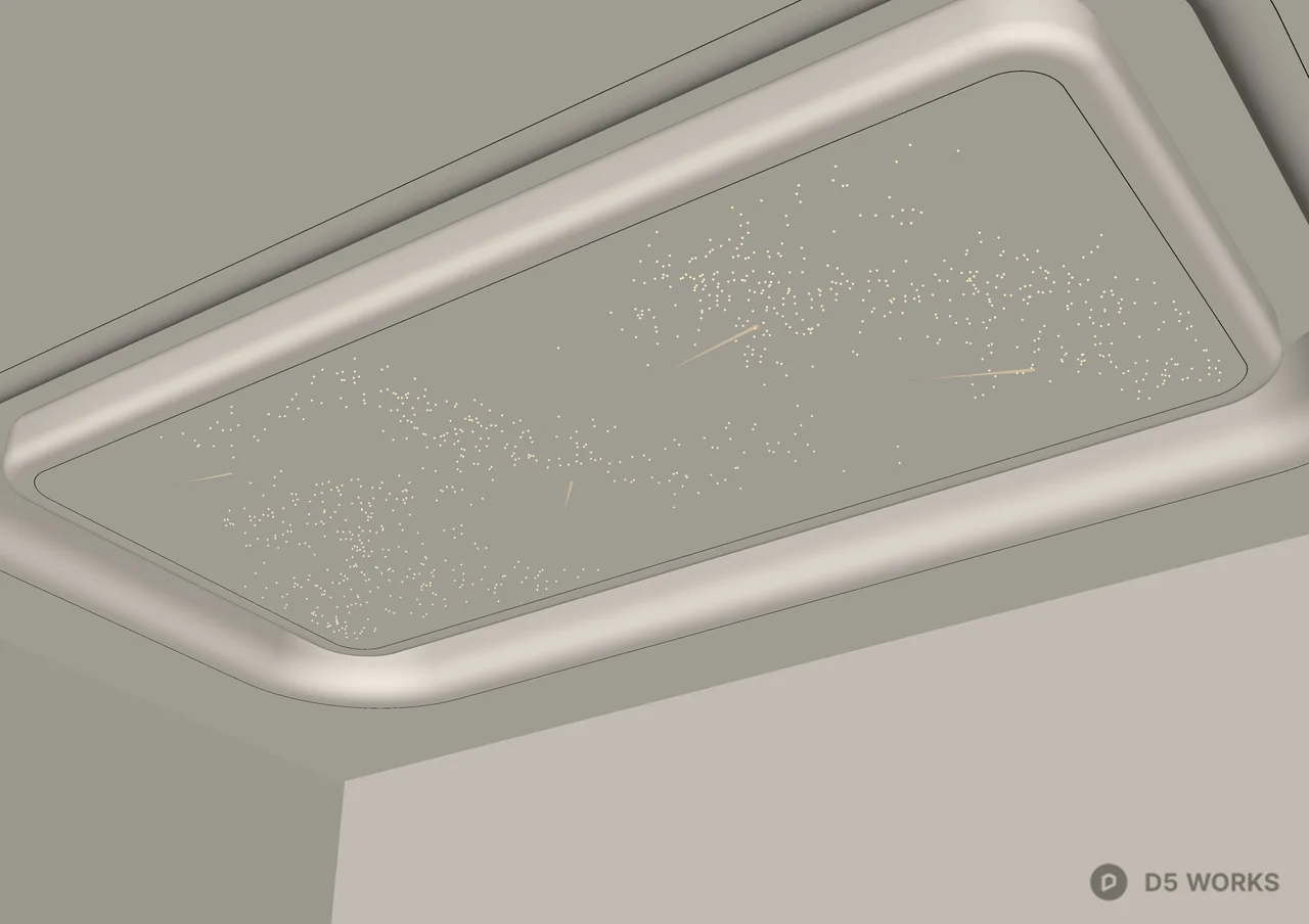 Cream Style Double Layer Suspended Ceiling 3d model thumbnail 3