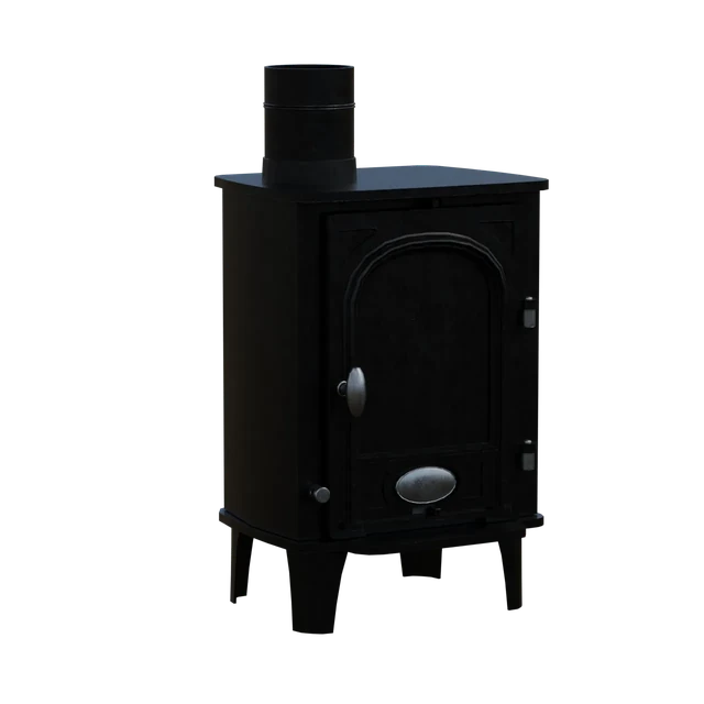 Vintage Black Cast Iron Wood Burning Stove 3d model
