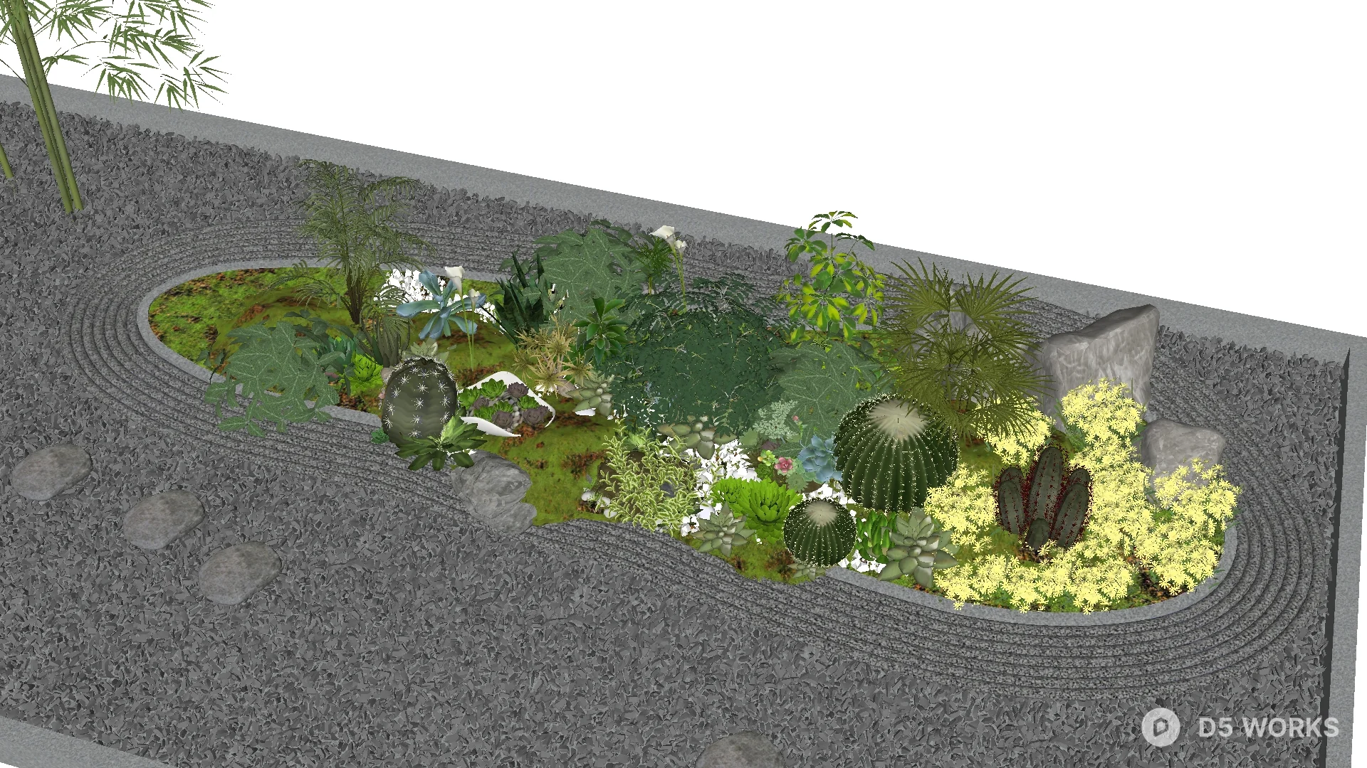 Free Minimalist Japanese Garden 3D Model .skp