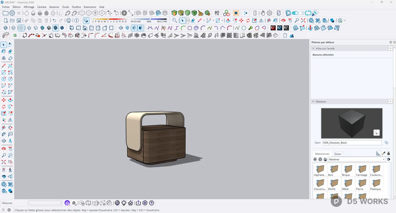 Modern Minimalist Walnut Nightstand with Curved Handle 3d model thumbnail 2