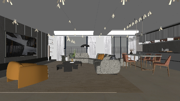 Transitional Living & Dining Room