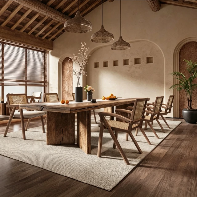 Wabi-Sabi Zen Dining Room Interior Scene 3d model