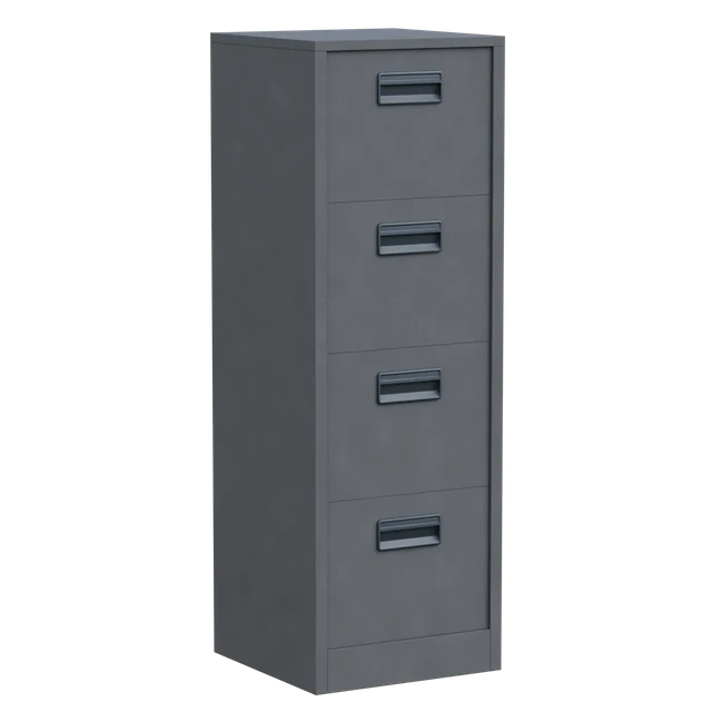 Industrial Four Drawer Metal Filing Cabinet 3d model