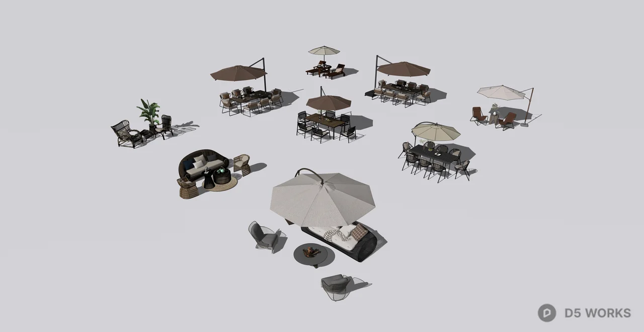 Outdoor Patio and Cafe Furniture Collection 3d model thumbnail 2