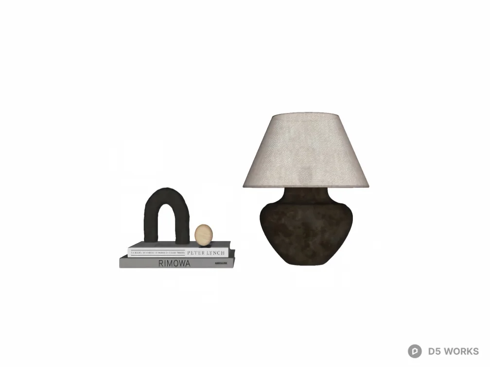 Rustic Wabi-Sabi Ceramic Table Lamp and Decor Set 3d model thumbnail 2